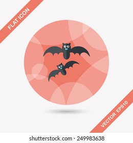 Halloween bat flat icon with long shadow,eps10