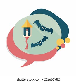 Halloween bat flat icon with long shadow,eps10