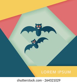 Halloween bat flat icon with long shadow,eps10