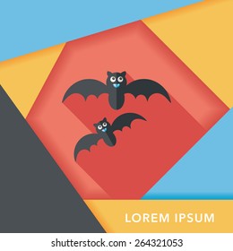 Halloween bat flat icon with long shadow,eps10