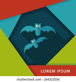 Halloween bat flat icon with long shadow,eps10