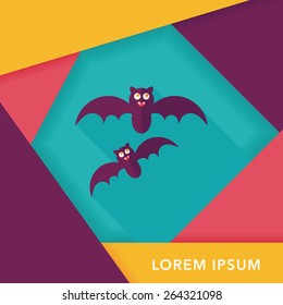 Halloween bat flat icon with long shadow,eps10