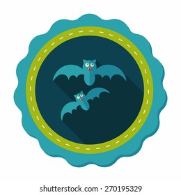 Halloween bat flat icon with long shadow,eps10