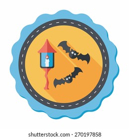 Halloween bat flat icon with long shadow,eps10