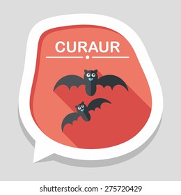 Halloween bat flat icon with long shadow,eps10