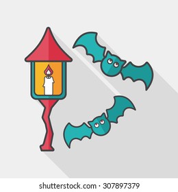 Halloween bat flat icon with long shadow,eps10