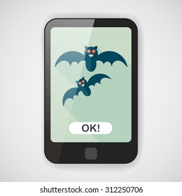 Halloween bat flat icon with long shadow,eps10