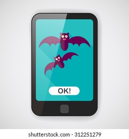 Halloween bat flat icon with long shadow,eps10