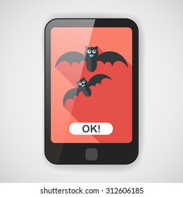 Halloween bat flat icon with long shadow,eps10