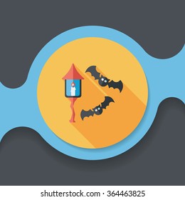 Halloween bat flat icon with long shadow,eps10