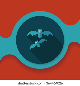 Halloween bat flat icon with long shadow,eps10