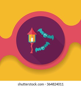 Halloween bat flat icon with long shadow,eps10
