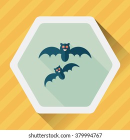 Halloween bat flat icon with long shadow,eps10