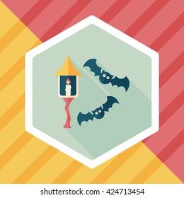 Halloween bat flat icon with long shadow,eps10