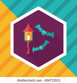 Halloween bat flat icon with long shadow,eps10