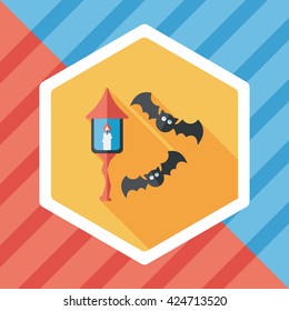 Halloween bat flat icon with long shadow,eps10