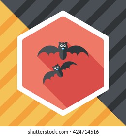 Halloween bat flat icon with long shadow,eps10