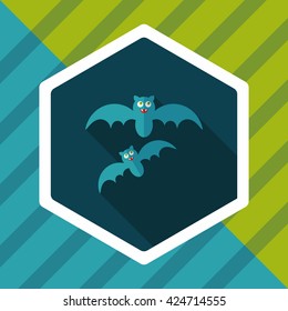 Halloween bat flat icon with long shadow,eps10