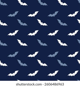 Halloween bat flat style monochrome minimalist on dark blue background