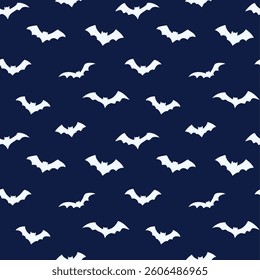 Halloween bat flat style monochrome minimalist on dark blue background