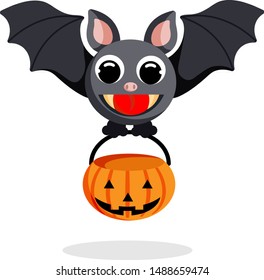 halloween bat in flat style vector image