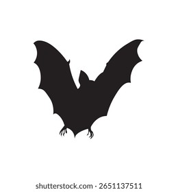 Halloween bat in flight icon. Dark bat icon mid air, with a spooky yet clean design.