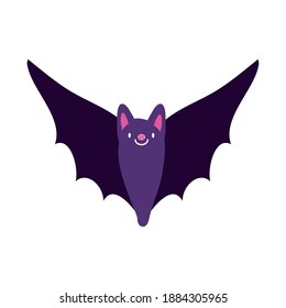 halloween bat flying flat style vector illustration design
