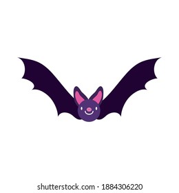 halloween bat flying flat style icon vector illustration design
