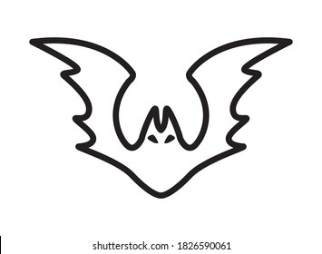 halloween bat flying line style icon vector illustration design