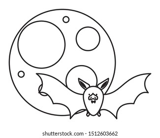 halloween bat flying with moon vector illustration design