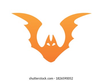 halloween bat flying orange color icon vector illustration design