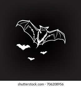 Halloween bat flying, vector illustration