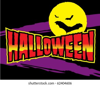 Halloween, bat, full moon