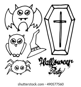 halloween, bat, ghost, horror, hat, october, pumpkin, vector, spider, illustration, icon