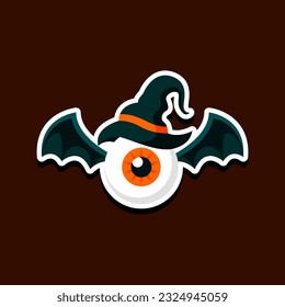 Halloween bat ghost vector illustration. cartoon, icon, sticker. Vector eps 10