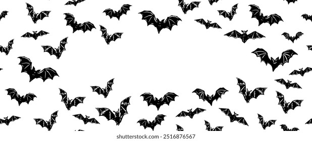 Halloween, bat hand drawn pattern.	