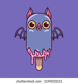 Halloween Bat Ice Cream illustration