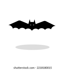 Halloween bat icon black silhouette isolated on white background. Flat style vector illustration