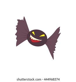 Halloween bat icon in cartoon style on a white background