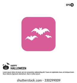 Halloween Bat icon. Halloween Flat Color Icon.  simple minimal, flat, solid, mono, monochrome, plain, contemporary style. Vector illustration web internet design elements