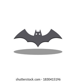 Halloween bat icon with glowing eyes, Halloween holiday. Shadow design. Isolated icon. Flat style vector illustration.