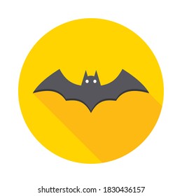 Halloween bat icon with glowing eyes, Halloween holiday. Isolated icon. Flat style vector illustration.