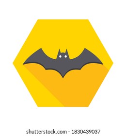Halloween bat icon with glowing eyes, Halloween holiday. Isolated icon. Flat style vector illustration.