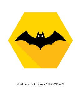 Halloween bat icon with glowing eyes, Halloween holiday. Isolated icon. Flat style vector illustration.