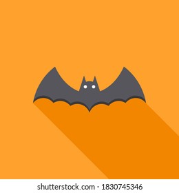 Halloween bat icon with glowing eyes, Halloween holiday. Isolated icon. Flat style vector illustration.