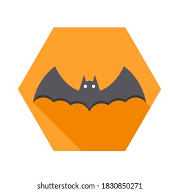 Halloween bat icon with glowing eyes, Halloween holiday. Isolated icon. Flat style vector illustration.
