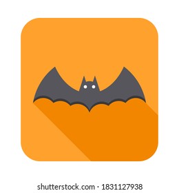 Halloween bat icon with glowing eyes, Halloween holiday. Isolated icon. Flat style vector illustration.