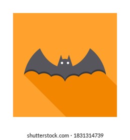 Halloween bat icon with glowing eyes, Halloween holiday. Isolated icon. Flat style vector illustration.