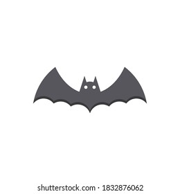 Halloween bat icon with glowing eyes, Halloween holiday. White background. Isolated icon. Flat style vector illustration.