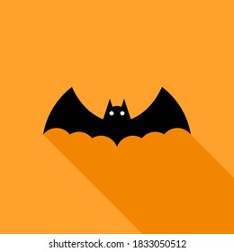 Halloween bat icon with glowing eyes, Halloween holiday. Isolated icon. Flat style vector illustration.